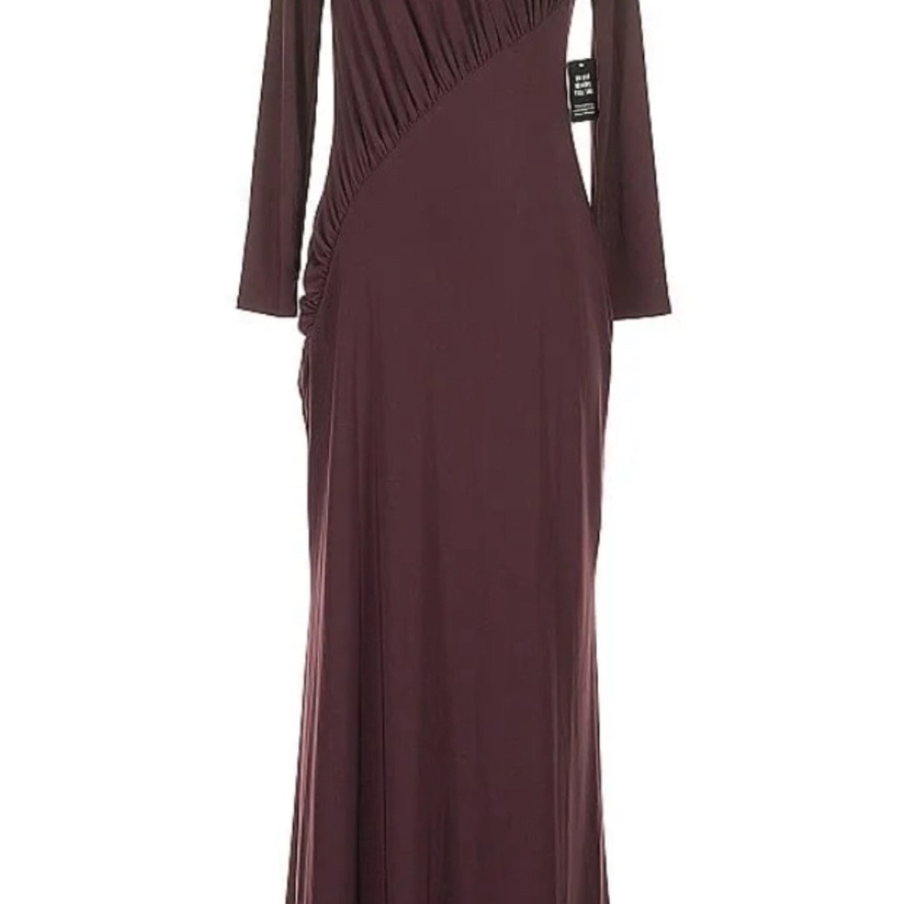 Express Burgundy Long Sleeve High-Neck Gown